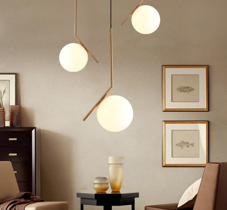Milky White Glass Globe Minimalist Pendant Lights