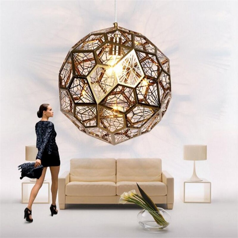 Modern Stainless Steel Diamond Ball Pendant Lights