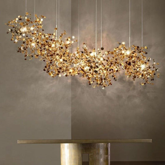 Modern Stainless Steel Chrome Leaf LED Chandelier