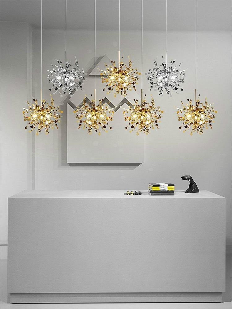 Modern Stainless Steel Chrome Leaf LED Chandelier
