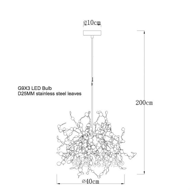 Modern Stainless Steel Chrome Leaf LED Chandelier