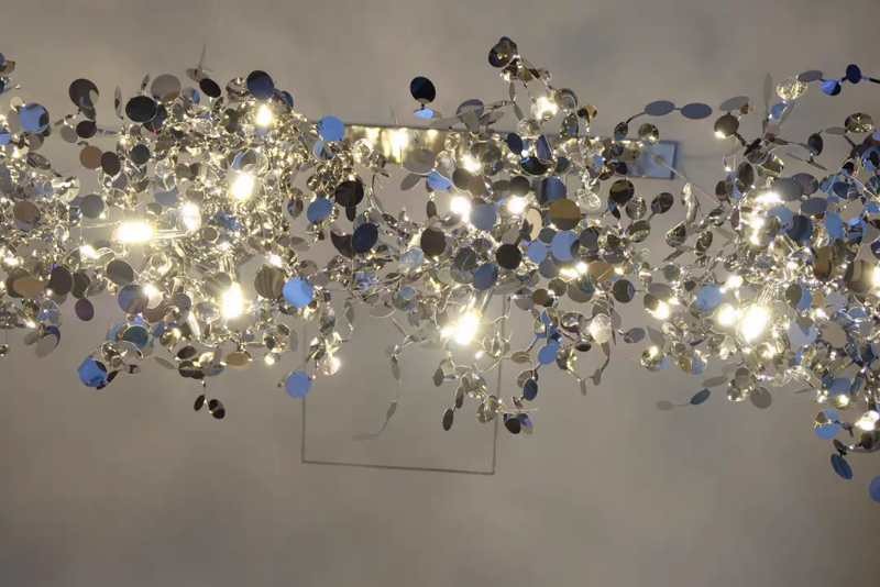 Modern Stainless Steel Chrome Leaf LED Chandelier