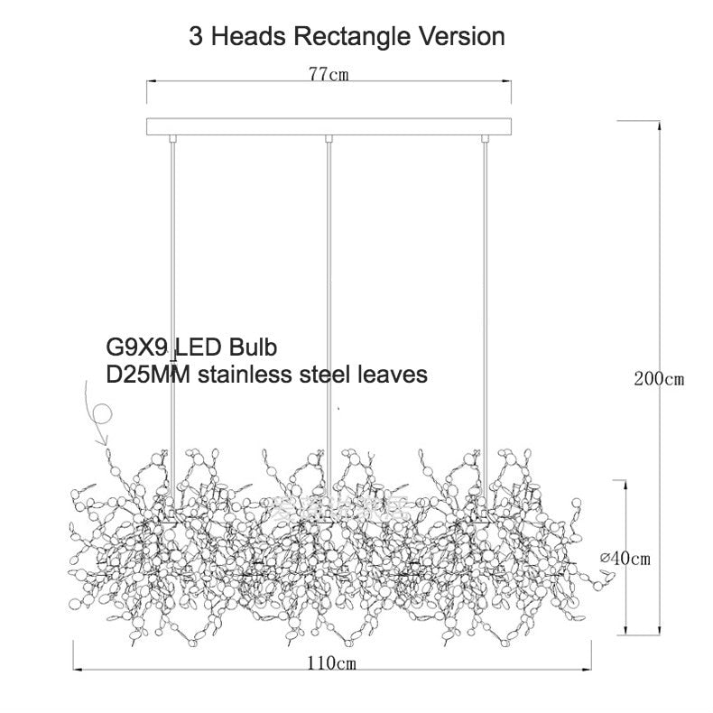 Modern Stainless Steel Chrome Leaf LED Chandelier