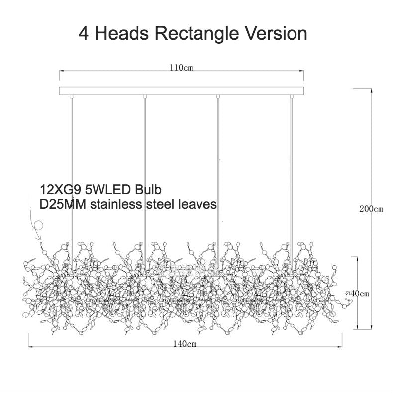 Modern Stainless Steel Chrome Leaf LED Chandelier