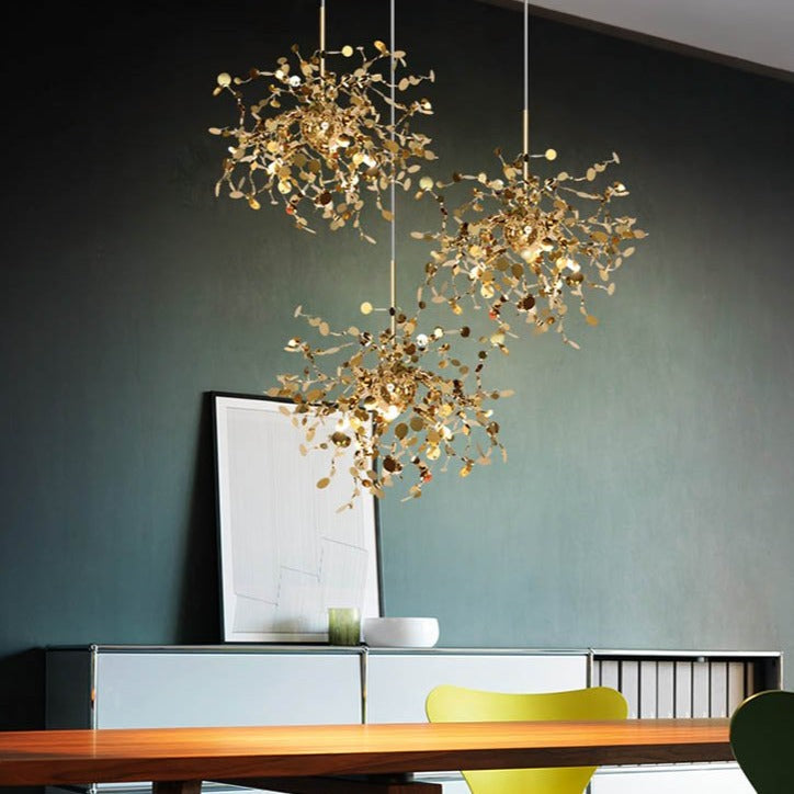 Modern Stainless Steel Chrome Leaf LED Chandelier