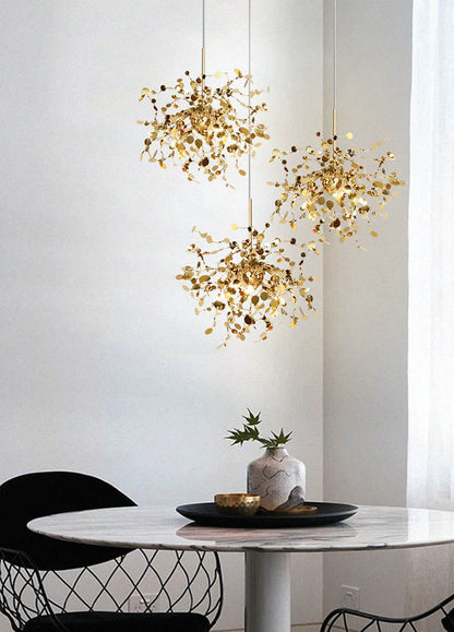 Modern Stainless Steel Chrome Leaf LED Chandelier