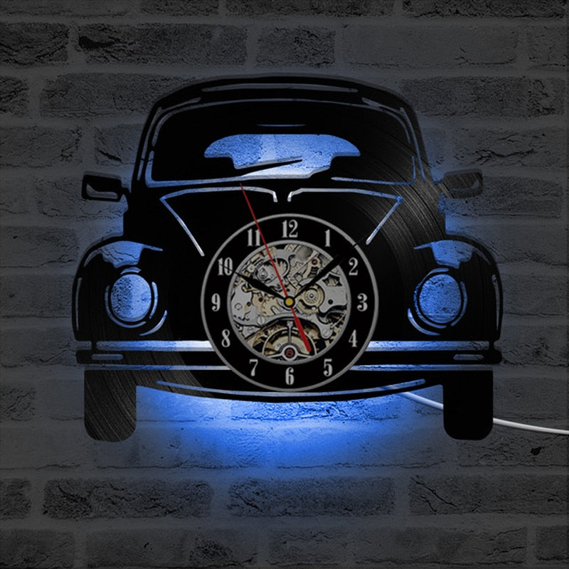 Car Shape LED Wall Clock 3D Design