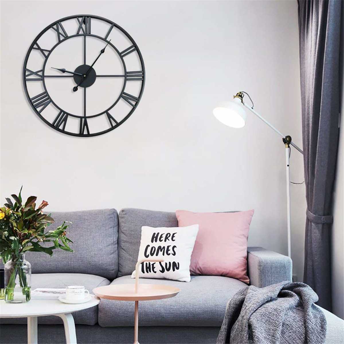 3D Large Roman Numerals Wall Clock Home