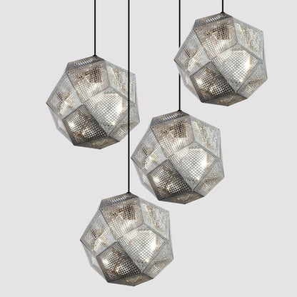 Geometric Globe Metal Mesh Gold Silver Industrial Pendant Light