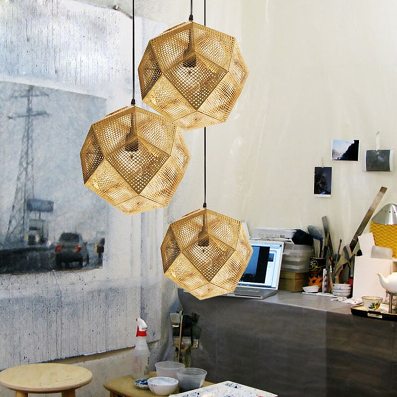 Geometric Globe Metal Mesh Gold Silver Industrial Pendant Light