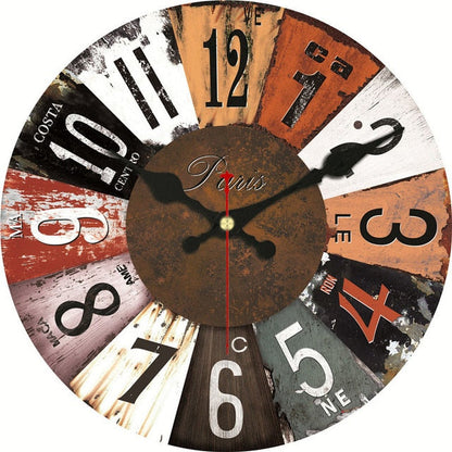 Vintage Wooden Wall Clock Brief Design Silent