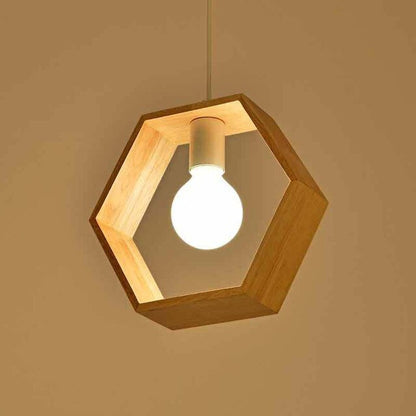 Geometric Hanging Wooden Lights