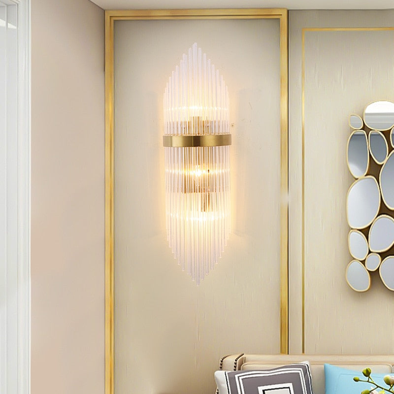 Gold Indoor Living Room Crystal Wall Lamp